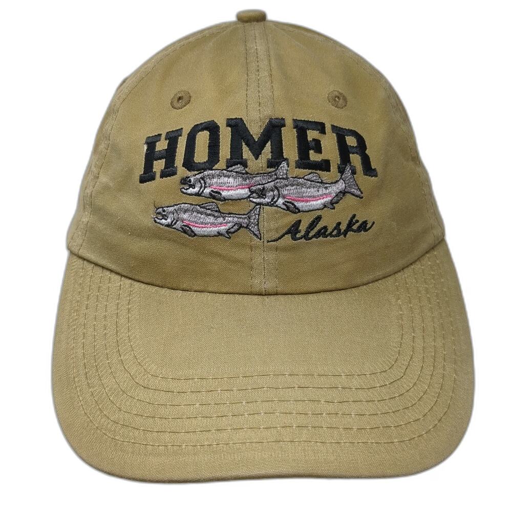 Polar Graphics Homer Alaska Fish Brown Baseball Cap Hat OSFM Cotton Slideback